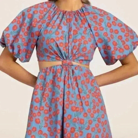 Agua by Agua Bendita Women's Medium LAUREL BERMELO BLUE MINI DRESS Azeala - Picture 2 of 6